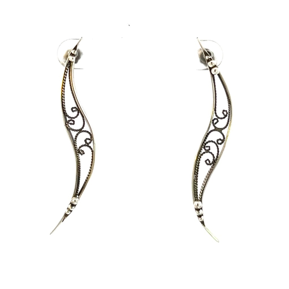 Filigree Swoosh Earring Sterling Silver - Picture 5 of 5